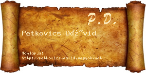 Petkovics Dávid névjegykártya